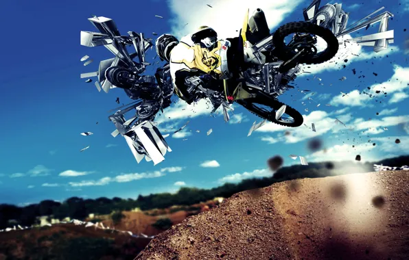 Picture abstraction, jump, motorcycle