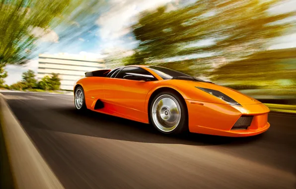Picture speed, orange, Lamborghini, blur, Lamborghini, Murcielago, orange, Lamborghini, murciélago