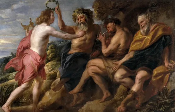 Picture picture, mythology, Apollo Winning Pan, Jacob Jordaens