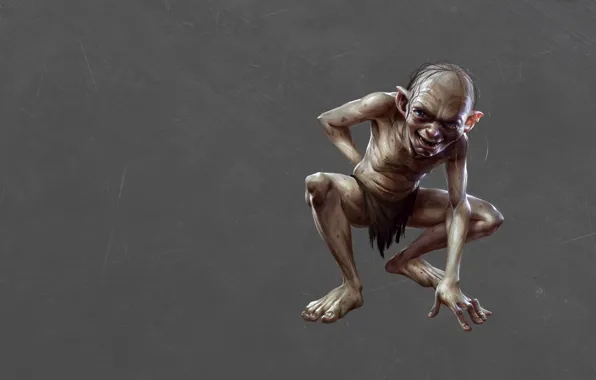 Picture smile, Gollum, The Lord of the rings, The Lord of the Rings, Gollum, dark gray …