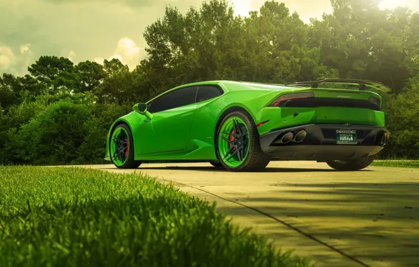 Picture Lamborghini, Green, Color, Supercar, Wheels, Rear, ADV.1, Huracan, LP610-4