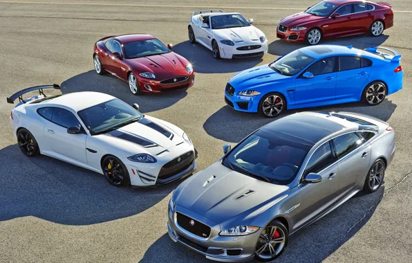 Picture background, Jaguar, Jaguar, Convertible, XKR-S, lineup, XFR-S, XJR