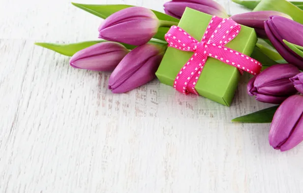 Picture flowers, box, gift, bouquet, tape, tulips, fresh, flowers, tulips