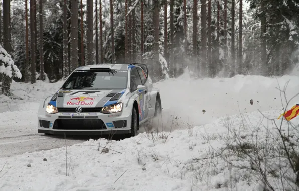 Picture Snow, Forest, Volkswagen, Turn, Skid, WRC, Rally, Polo, S. Ogier, J. Ingrassia