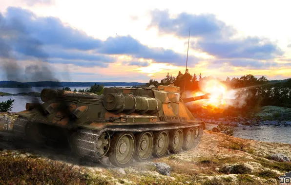 Picture USSR, Tank, World of tanks, World of Tanks, PT-ACS, WOT, SU 100