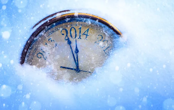 Picture snow, holiday, arrows, watch, New Year, figures, dial, year, New Year, 2014