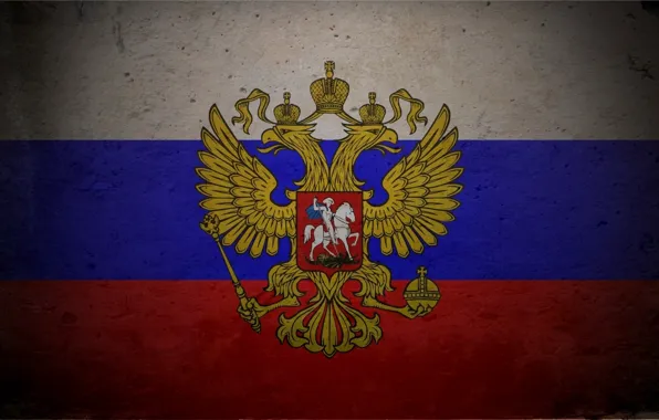 Picture flag, Russia, coat of arms, tricolor, Texture, double-headed eagle