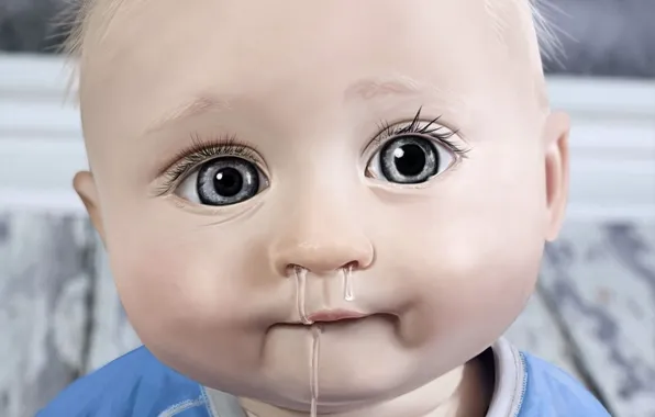Picture eyes, figure, child, baby, lips, snot