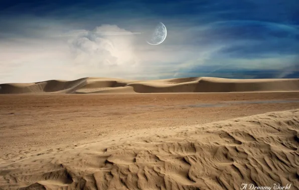 Picture sand, clouds, desert, Dreamy World