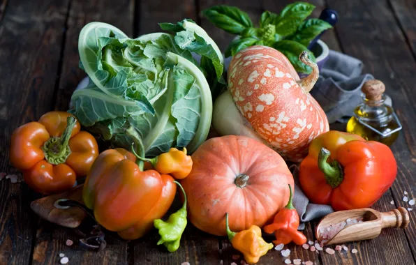 Picture pumpkin, pepper, vegetables, cabbage