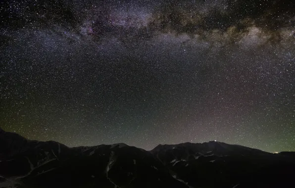 Picture space, stars, mountains, The Milky Way, mystery