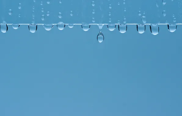 Picture drops, macro, minimalism, blue background