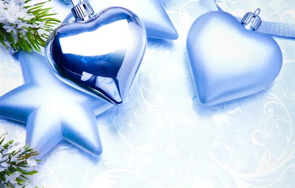 Picture heart, toys, star, New Year, blue, Christmas, the scenery, Christmas, Christmas