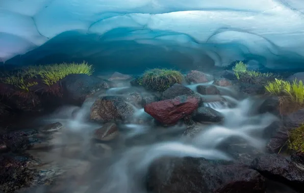 Picture ice, stream, stones