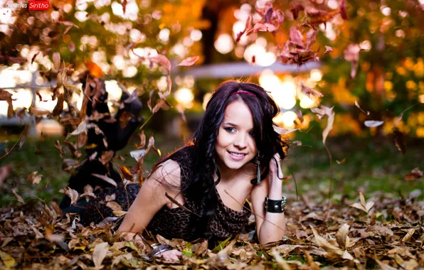 Picture girl, foliage, girl, Charles Siritho, Mercy Gamez