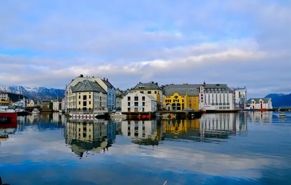 Picture sea, the sky, home, Norway, Alesund
