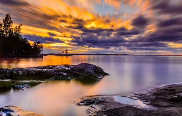 Picture the sky, clouds, lake, shore, calm, Finland, Finland, Tampere