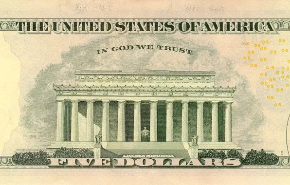 Picture Dollar, five, states, God, united, America, memorial