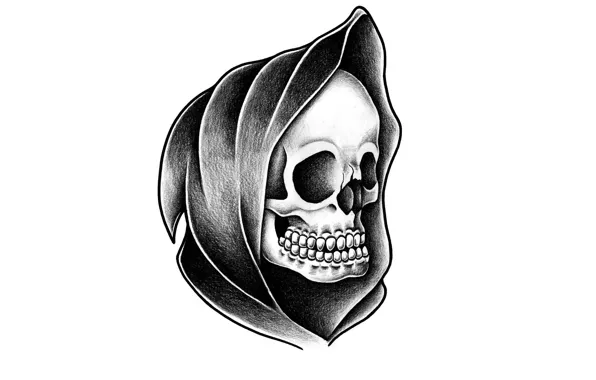 Picture skull, head, skeleton, hood