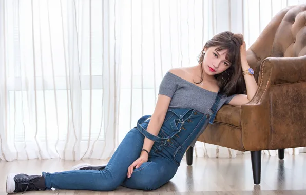 Picture look, room, jeans, Asian, jumpsuit