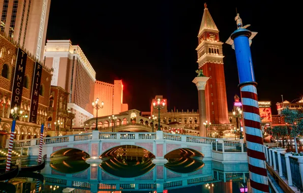 Picture the sky, bridge, Las Vegas, channel, USA, casino Venezia