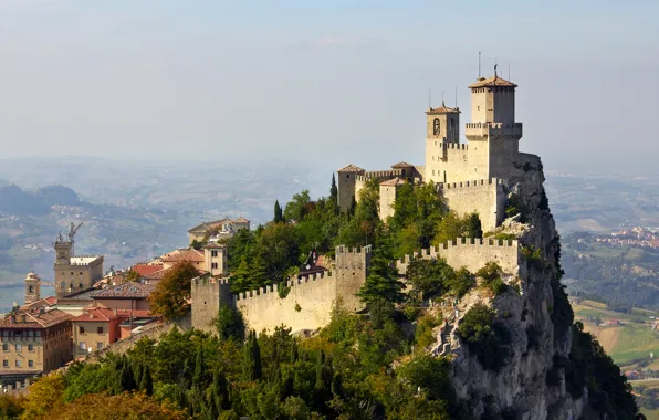 Picture rocks, mountain, panorama, fortress, San Marino, Mount Titano, San Marino Historic Centre