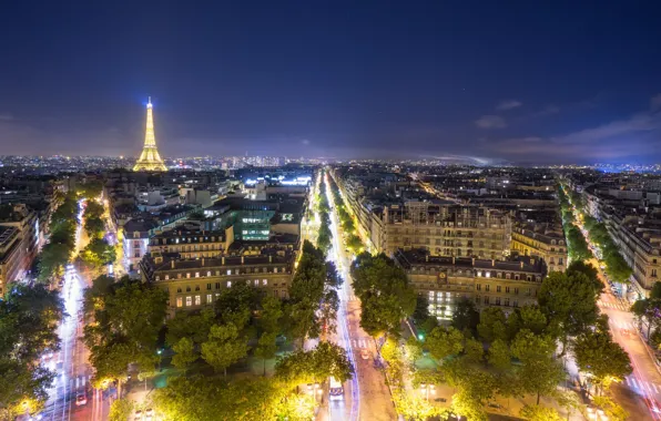 Picture city, the city, lights, Eiffel tower, France, Paris, Paris, street, night, France, Eifel tower, boulevards