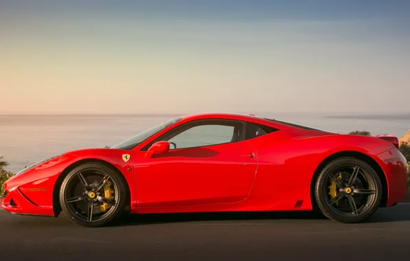 Picture red, black, profile, red, ferrari, Ferrari, drives, 458 speciale, supports
