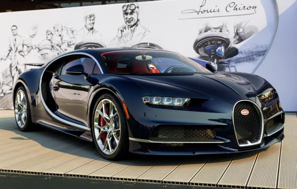 Picture Bugatti, Dark, Carbon, Blue, Chiron
