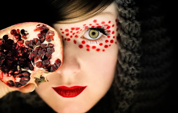 Picture makeup, girl, garnet, Pomegranate