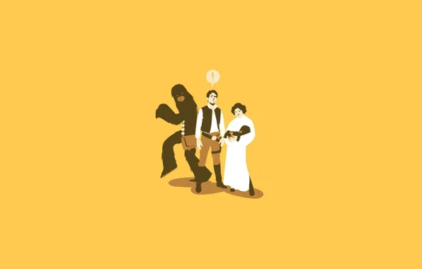 Picture people, the situation, yellow background, Bigfoot