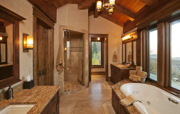 Picture design, style, interior, elegant rustic bathroom