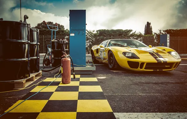 Picture Ford, Car, Race, Yellow, 1966, GT40