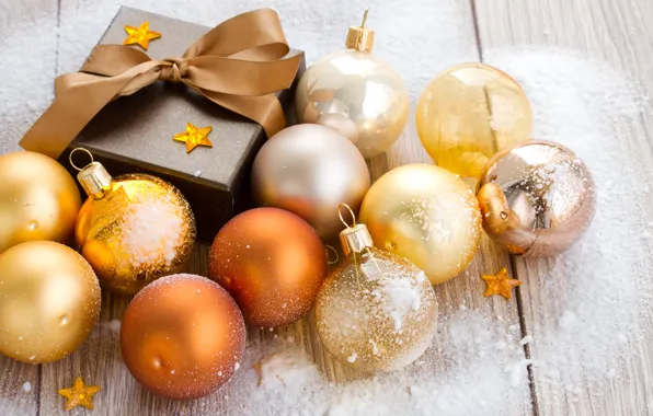 Picture balls, box, gift, balls, New Year, Christmas, tape, the scenery, Christmas, gold, brown, holidays, New …