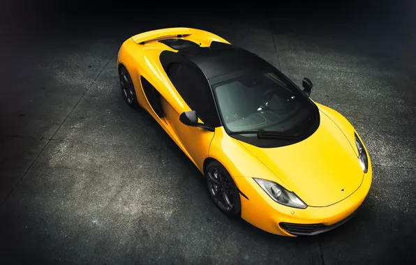 Picture McLaren, Front, MP4-12C, Yellow, View, Supercar, Top