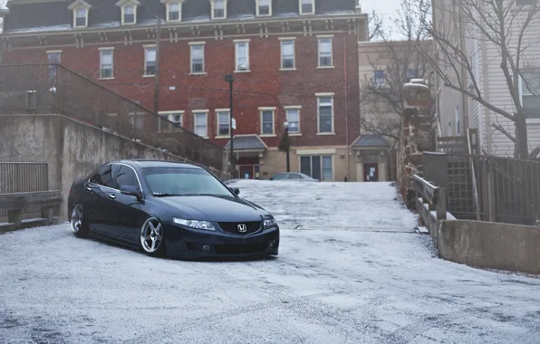 Picture winter, snow, the city, Honda, accord, stance