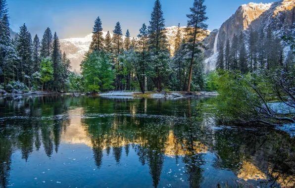 Picture winter, trees, mountains, nature, CA, USA, USA, Yosemite, Yosemite National Park