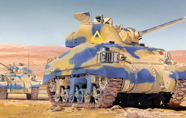 Picture desert, figure, art, Sherman, Mk.III