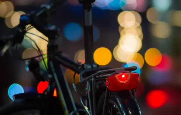 Picture macro, night, bike, lights, the evening, colorful, bokeh