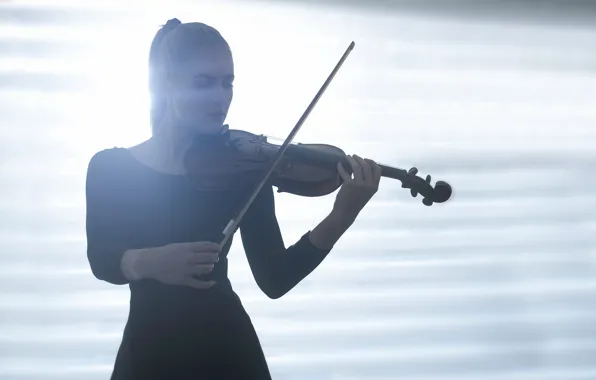 Picture girl, light, music, violin
