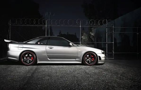 Picture night, tuning, coupe, nissan, sports car, side, skyline, Nissan