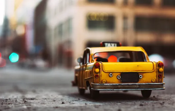 Picture car, toy, taxi, toy, street, asphalt, model, miniature, car model