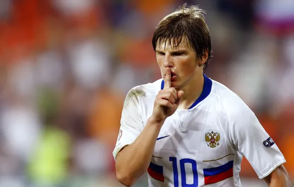 Picture Wallpaper, football, finger, lips, Russia, Arshavin, goal, arshavin
