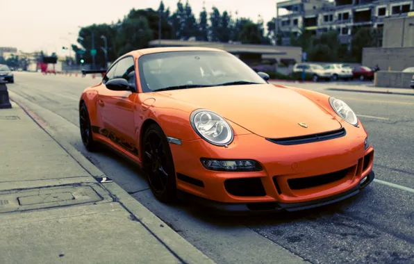 Picture photo, Parking, Parking, Orange, gt3, porshe, cars, auto, wallpapers, parking, city, Photography, porshe gt3 rs