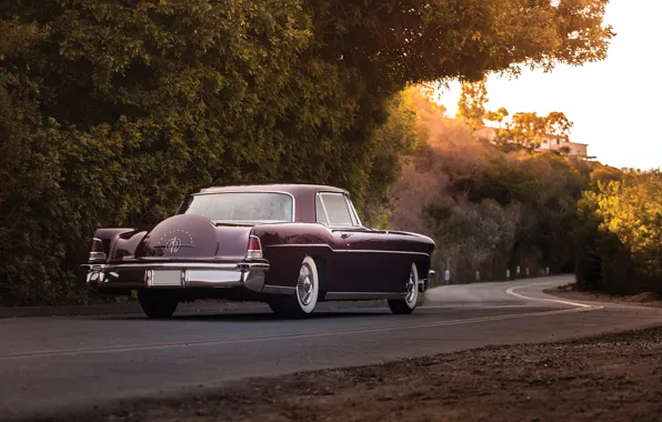 Picture road, Lincoln, background, Continental, rear view, 1956, Lincoln, Mark II, Continental
