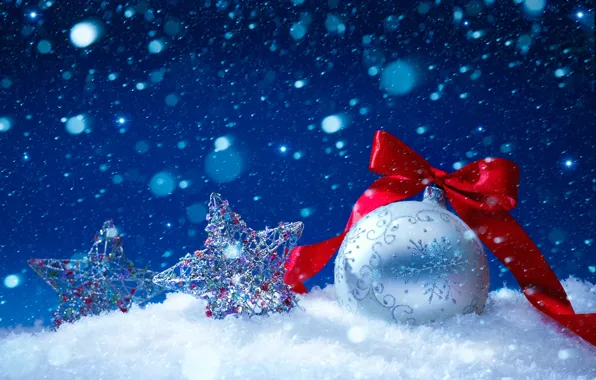 Picture snow, decoration, balls, New Year, Christmas, Christmas, balls, decoration, Merry
