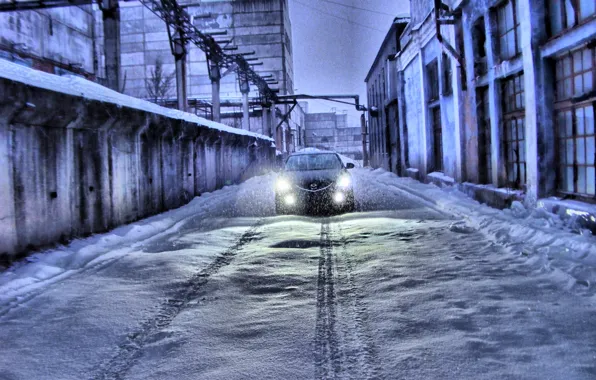 Picture Winter, Snow, Traces, Mazda 6
