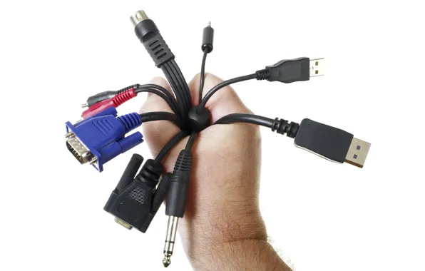Picture hand, cables, connectors