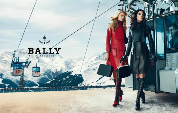 Picture Switzerland, luxury, brand, Hilary Rhoda, Caroline Trentini, female collection, ski resort, Bally, fall-winter, Verbier