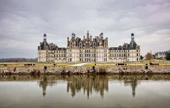 Picture the sky, water, castle, France, Clouds